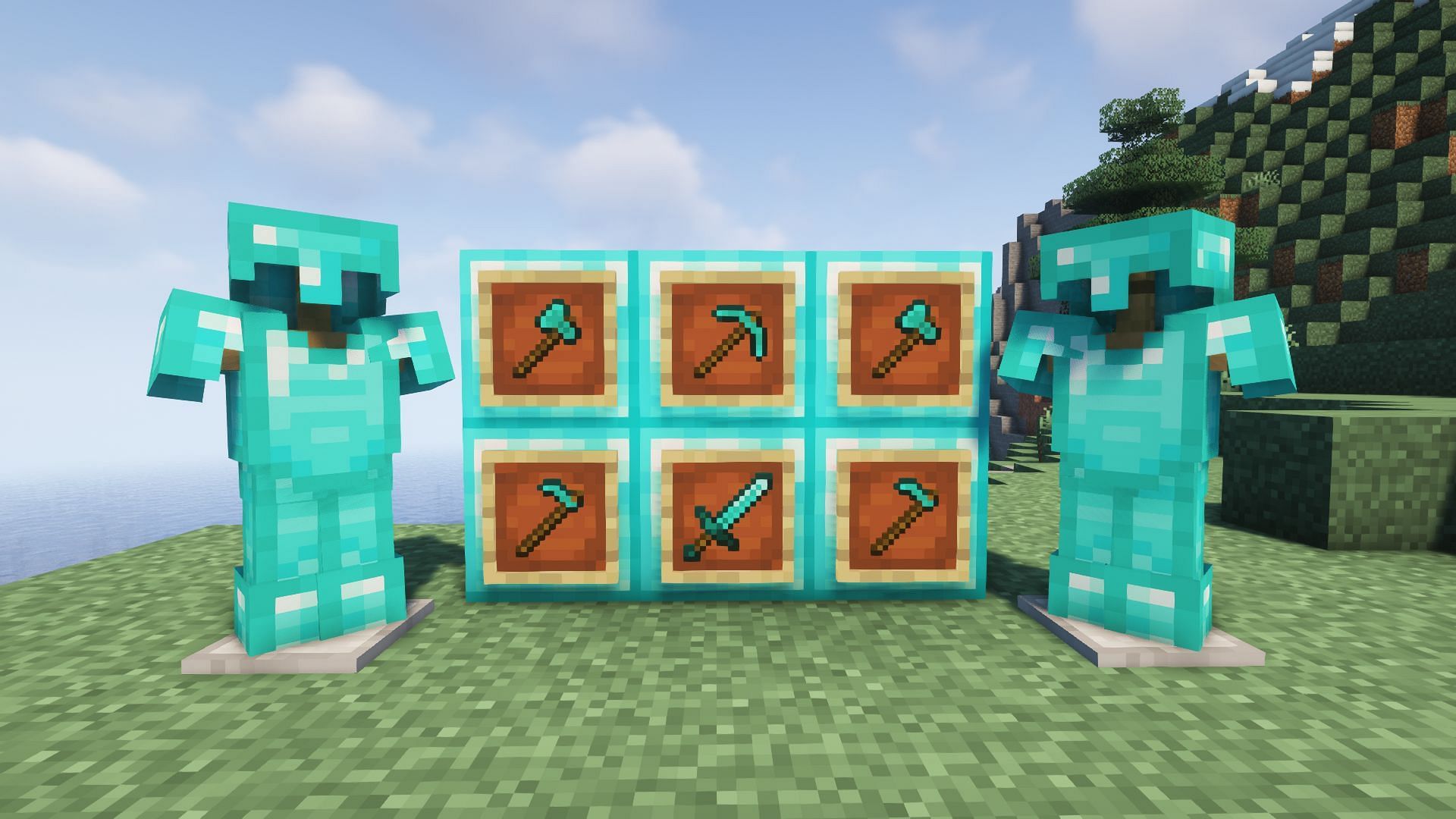 Diamond tools and armor (Image via Minecraft)