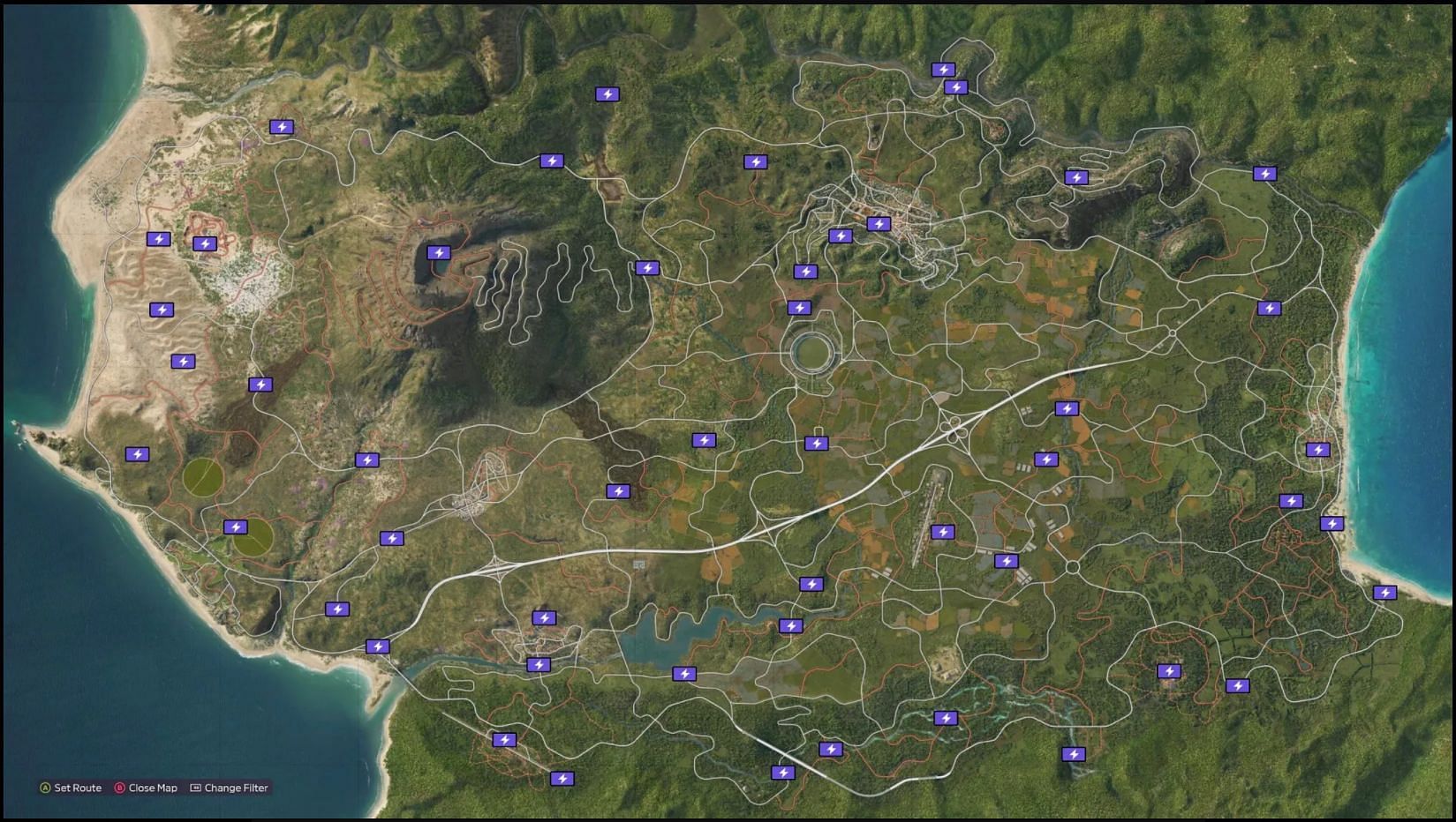 All fast travel boards locations in the map (Image via Playground Games)
