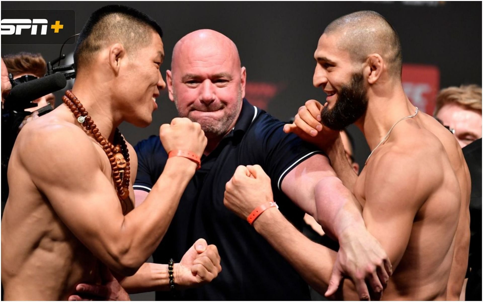 Khamzat Chimaev and Jingliang Li face off