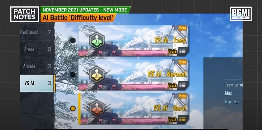 AI battle mode feature in BGMI (Image via Krafton)