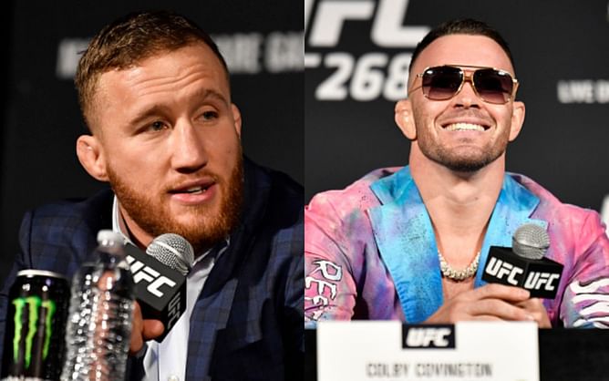 "You don't have any brain cells left" - Colby Covington and Justin Gaethje go back and forth during UFC 268 press conference
