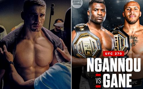 Rico Verhoeven (Left) Francis Ngannou and Cyril Gane(Right) [Image courtesy: @ricoverhoeven Instagram, @ESPN MMA Twitter