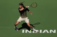Stefanos Tsitsipas at the 2021 BNP Paribas Open.