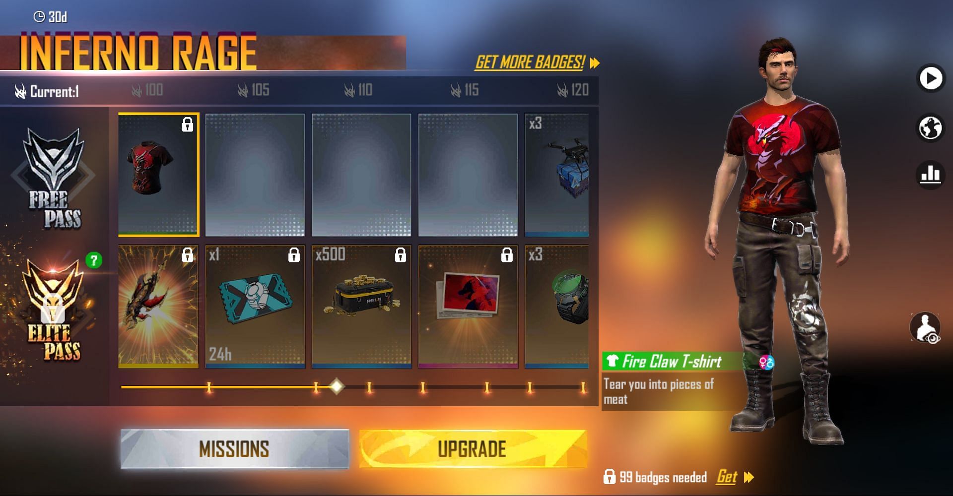 Fire Claw T-Shirt (Image via Free Fire)