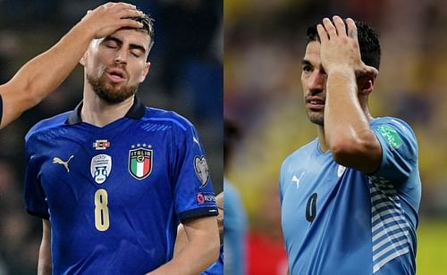 Italy's Jorginho and Uruguay's Luis Suarez