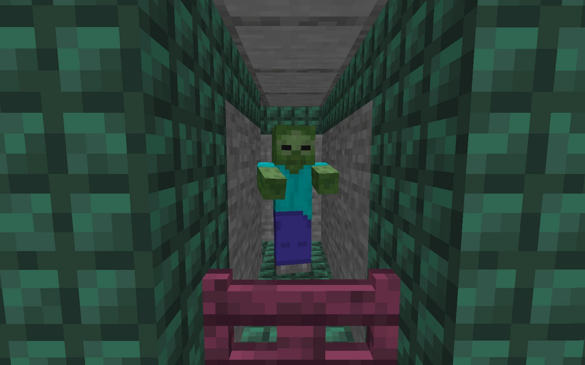 An image of a zombie that a player has captured in-game. Image via Minecraft.