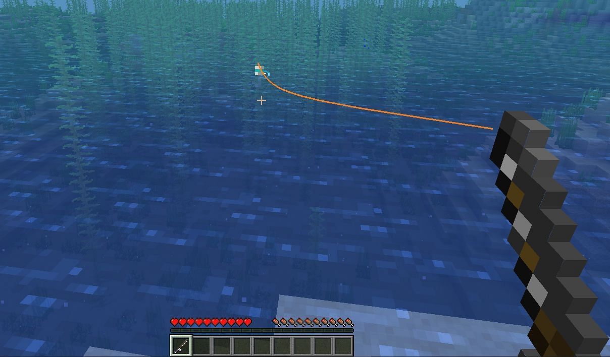 Custom fishing line &amp; bobber (Image via Mojang/CurseForge)