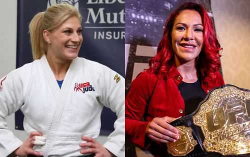 MMA superstars Kayla Harrison (left) and Cris Cyborg (right)