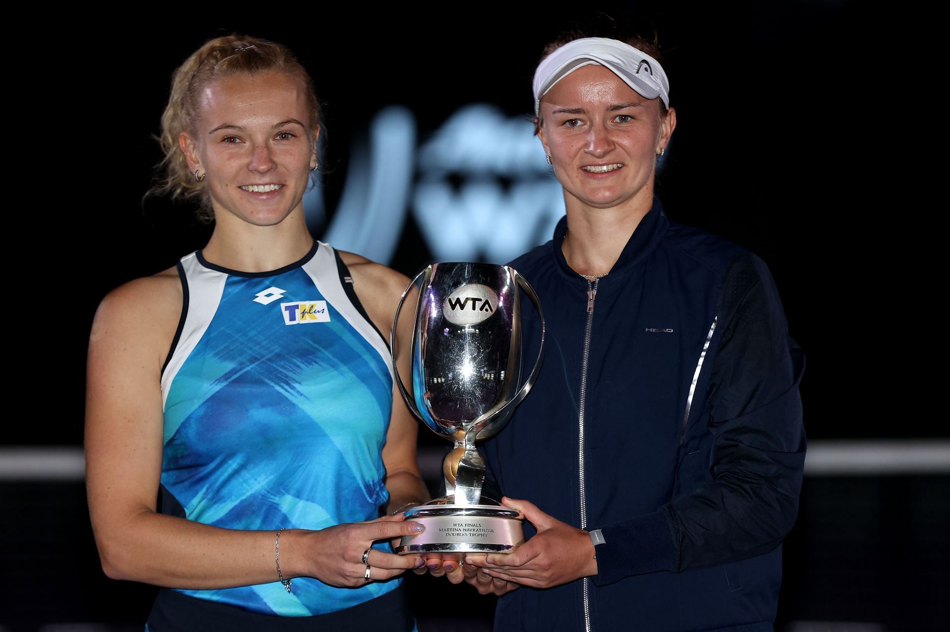 Katerina Siniakova and Barbora Krejcikova at the 2021 WTA Finals.