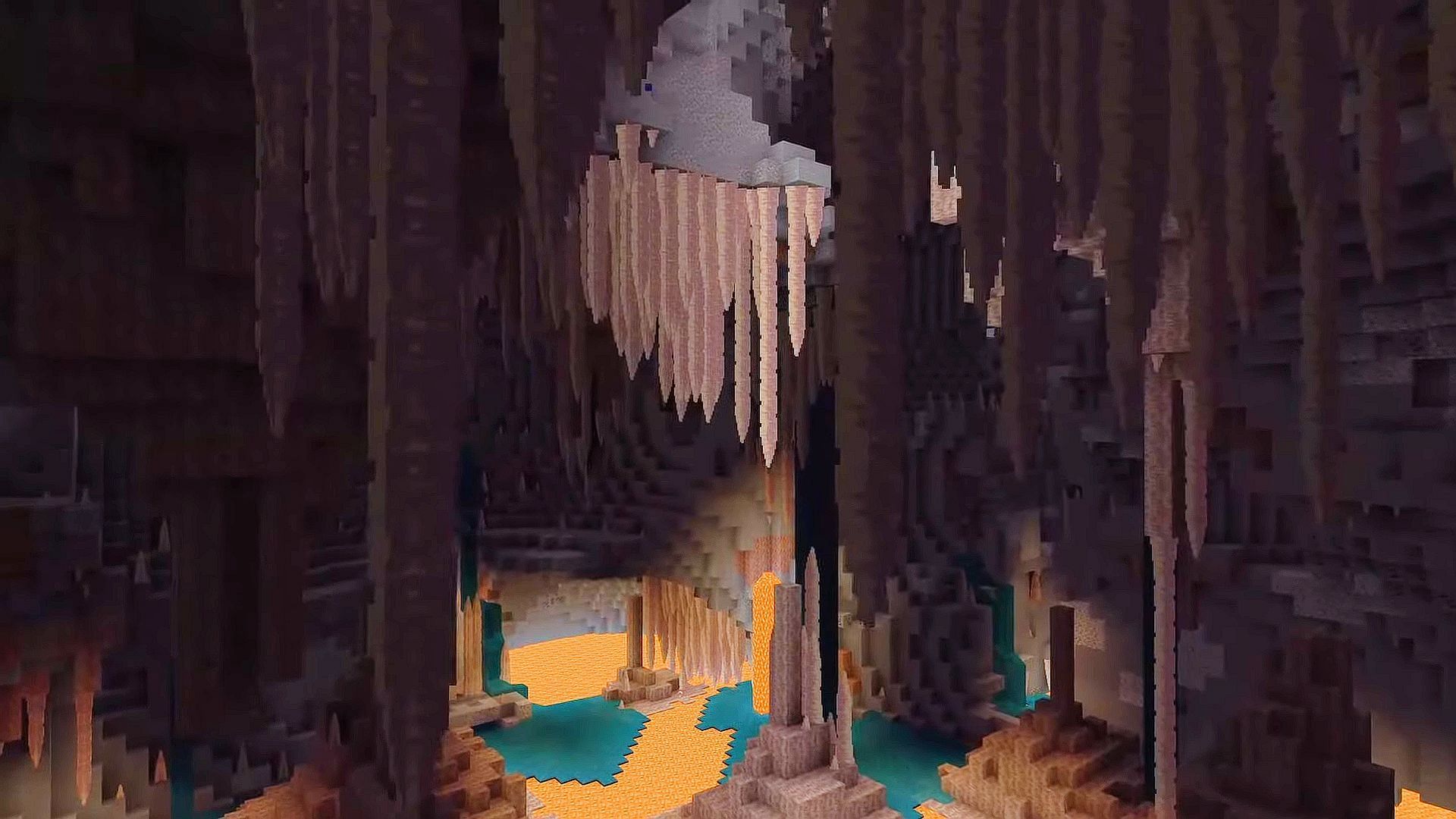 Dripstone caves are full of stalagmites and stalactites (Image via Minecraft)