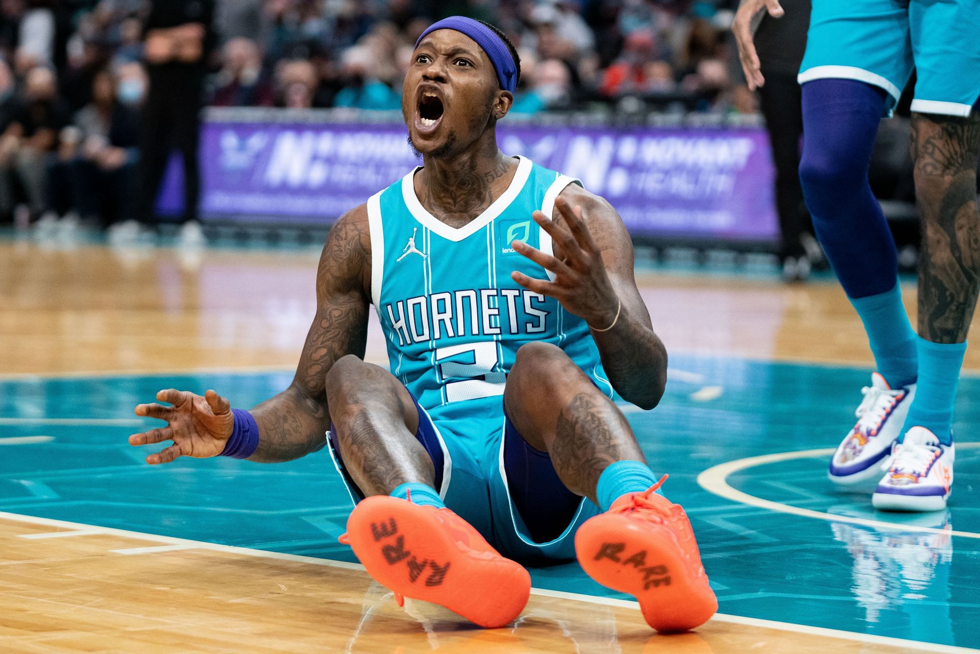 Terry Rozier in action during Portland Trail Blazers v Charlotte Hornets game