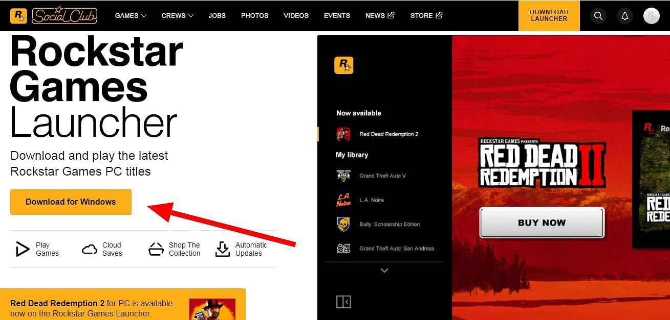 Players must select the Download for Windows button (Image via Rockstar Games Store)