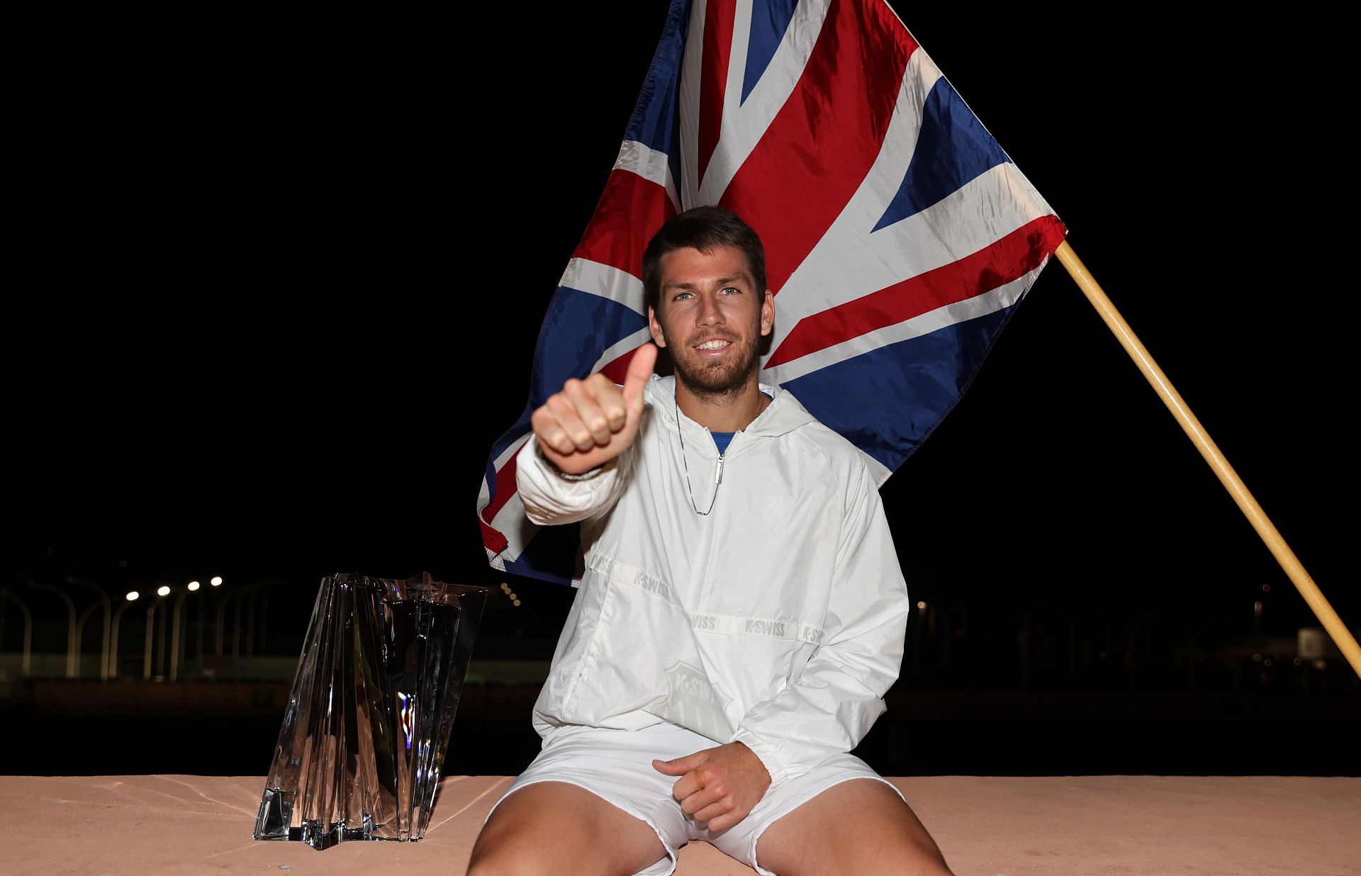 Cameron Norrie celebrates his BNP Paribas Open title win