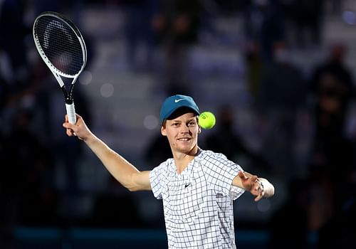 Jannik Sinner celebrates a win at the Nitto ATP World Tour Finals