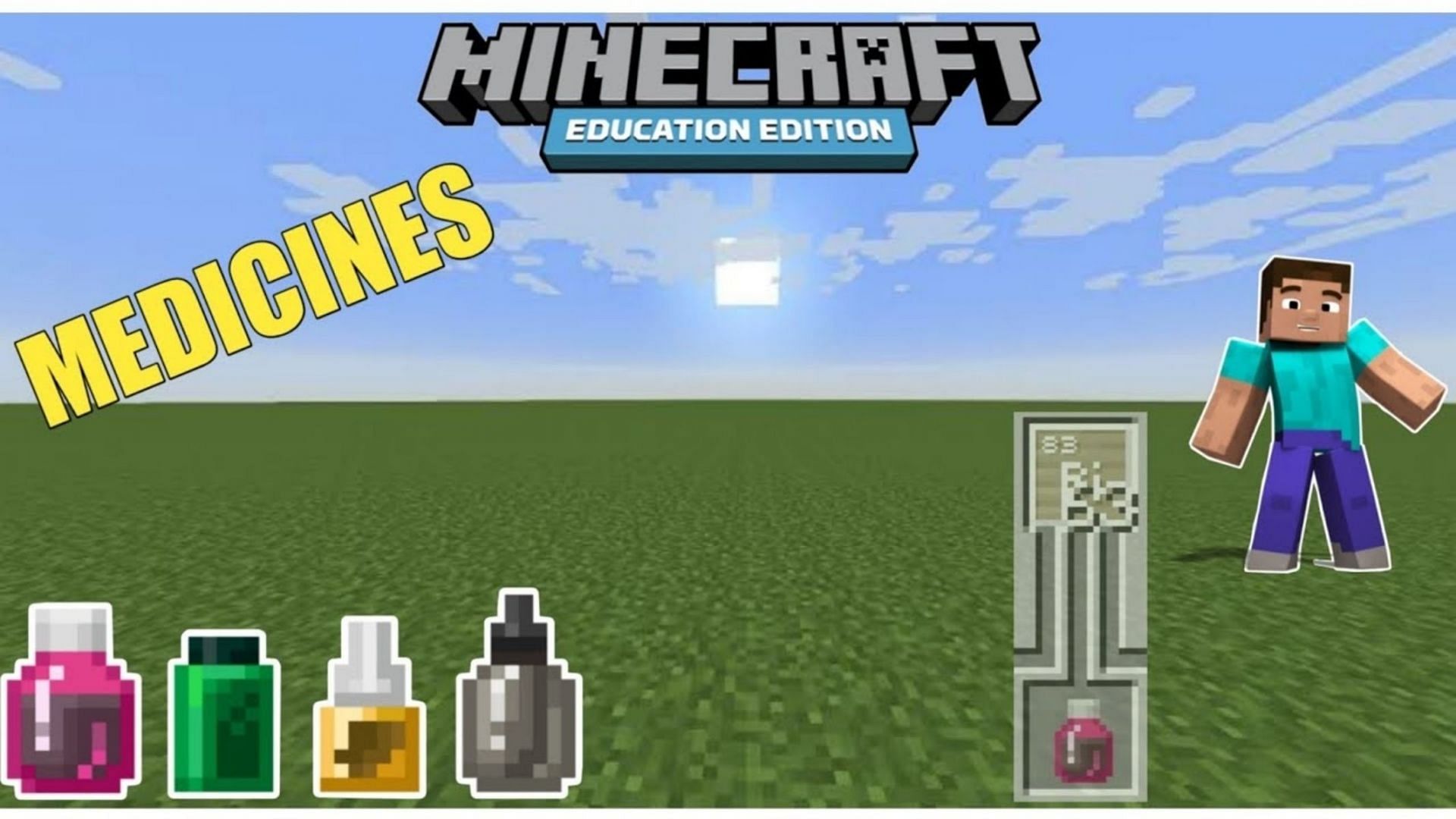 Tonic (pink) is one of the four medicines accessible in Minecraft: Education Edition (Image via Mojang)