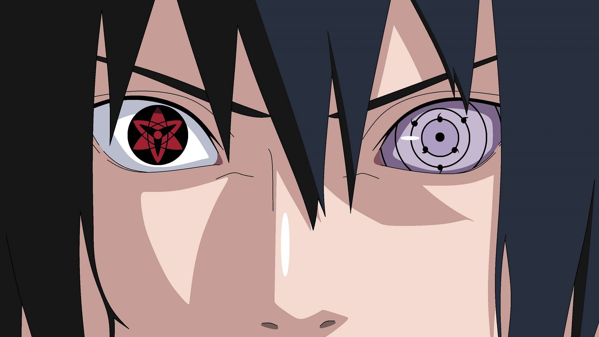 Sasuke Uchiha activates his Mangekyo Sharingan in his right eye, and his Rinne-Sharingan in his left (Image via Studio Pierrot)