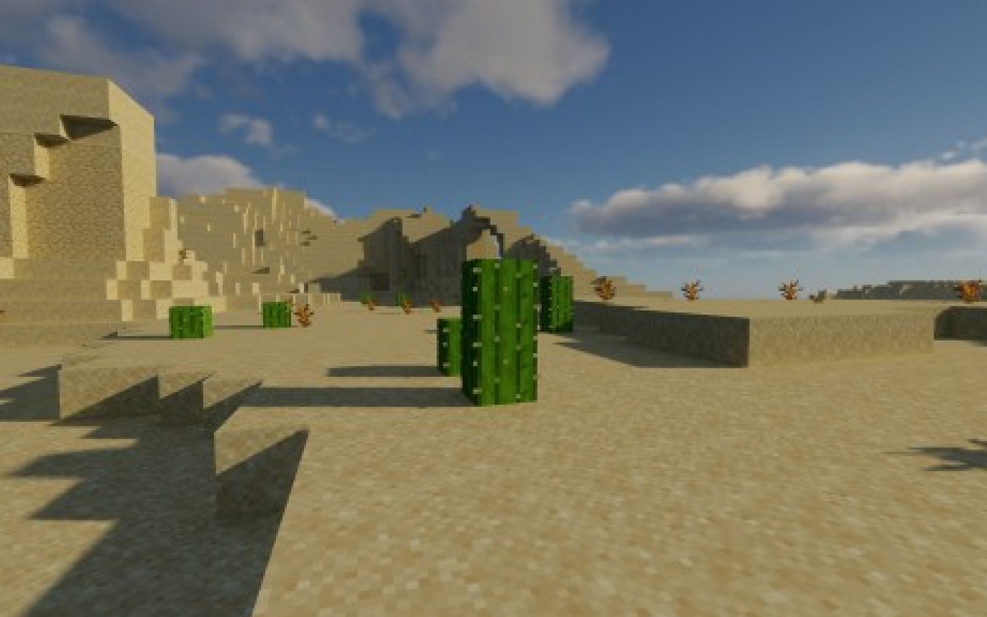 Cacti can be found in desert and badlands biomes in-game (Image via Minecraft)
