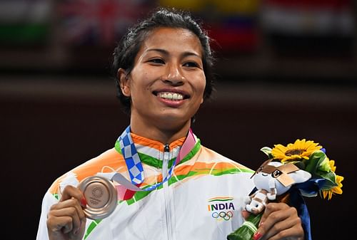 Lovlina Borgohain with her bronze medal at the Tokyo Olympics