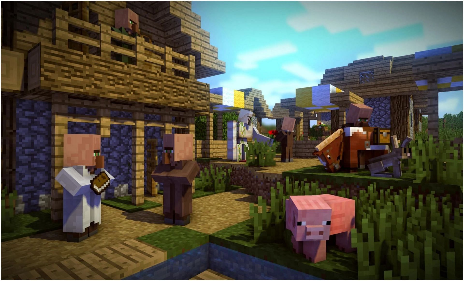 Villagers going about their day (Image via Minecraft)