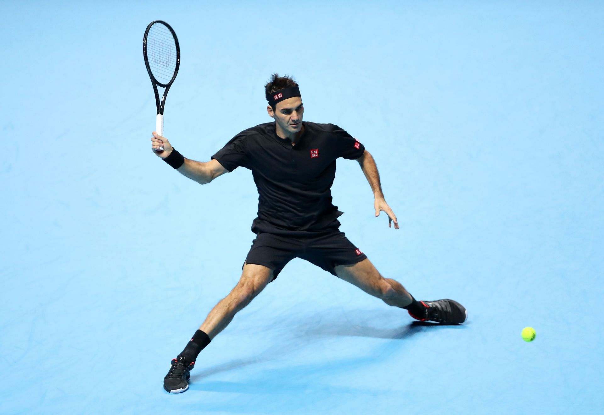 Roger Federer, in action against Novak Djokovic at the 2019 Nitto ATP Finals