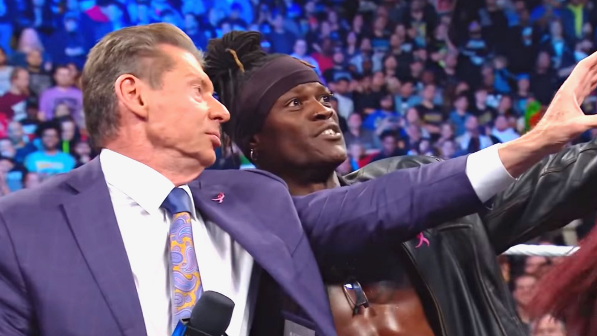 Vince McMahon and R-Truth during a segment on SmackDown.