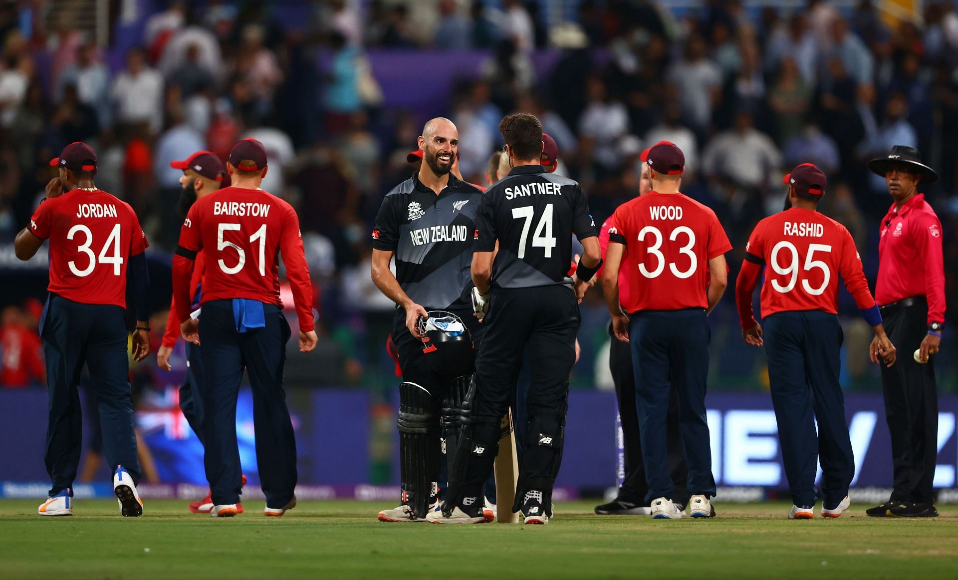New Zealand celebrate their victory over England.