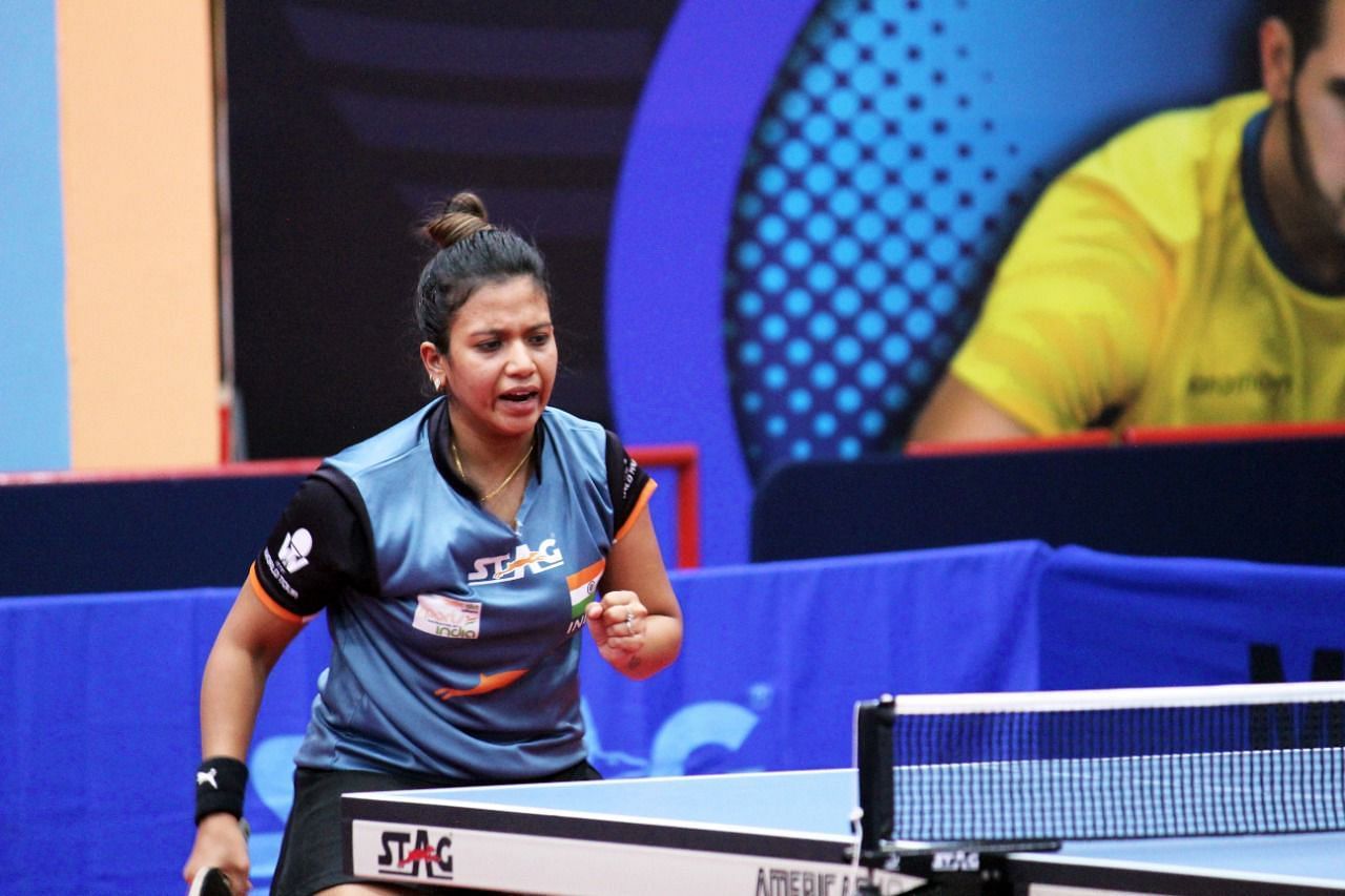 Reeth Rishya in action at the Ecuador Open table tennis tournament.(Image courtesy: Reeth Rishya)