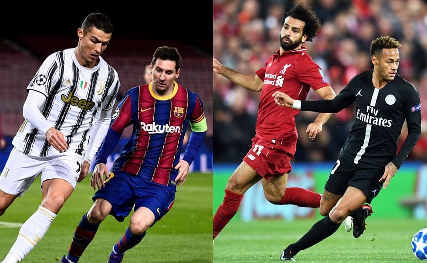 Cristiano Ronaldo, Lionel Messi, Mohamed Salah and Neymar Jr.