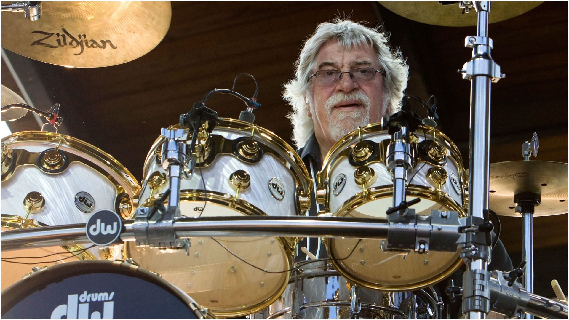 Graeme Edge of The Moody Blues performs at The Lawn at White River State Park on June 23, 2010, in Indianapolis, Indiana (Image via Getty Images)