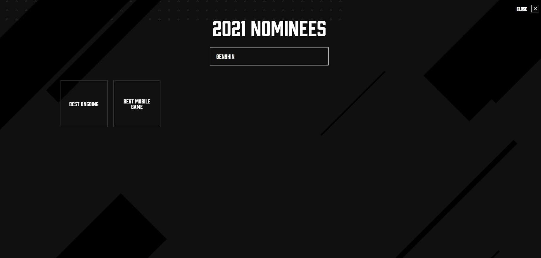 The two categories that Genshin Impact was nominated for (Image via The Game Awards 2021)