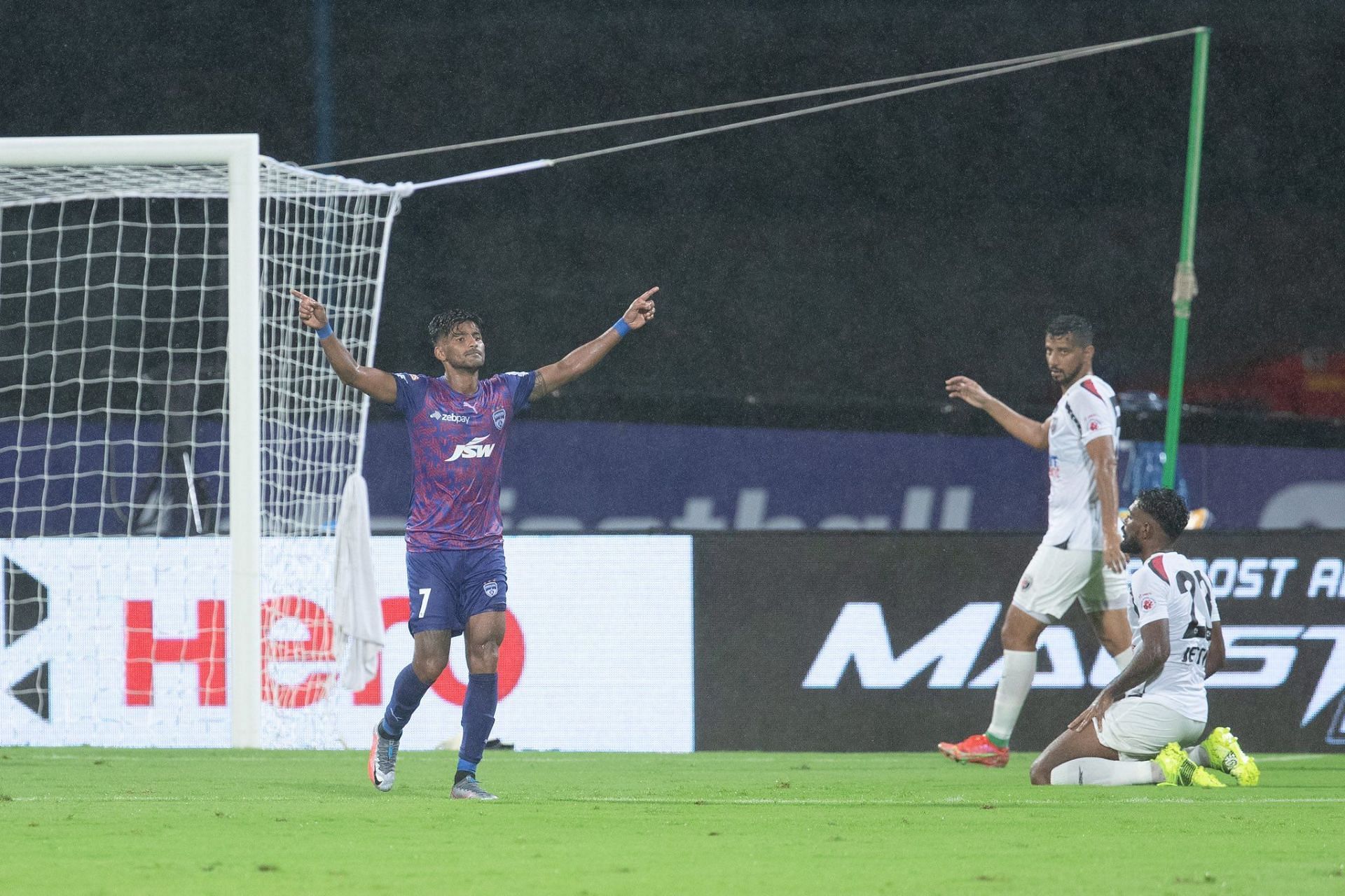 Jayesh Rana celebrates after scoring a goal for Bengaluru FC