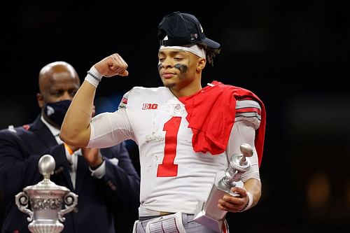 Ohio State University quarterback Justin Fields