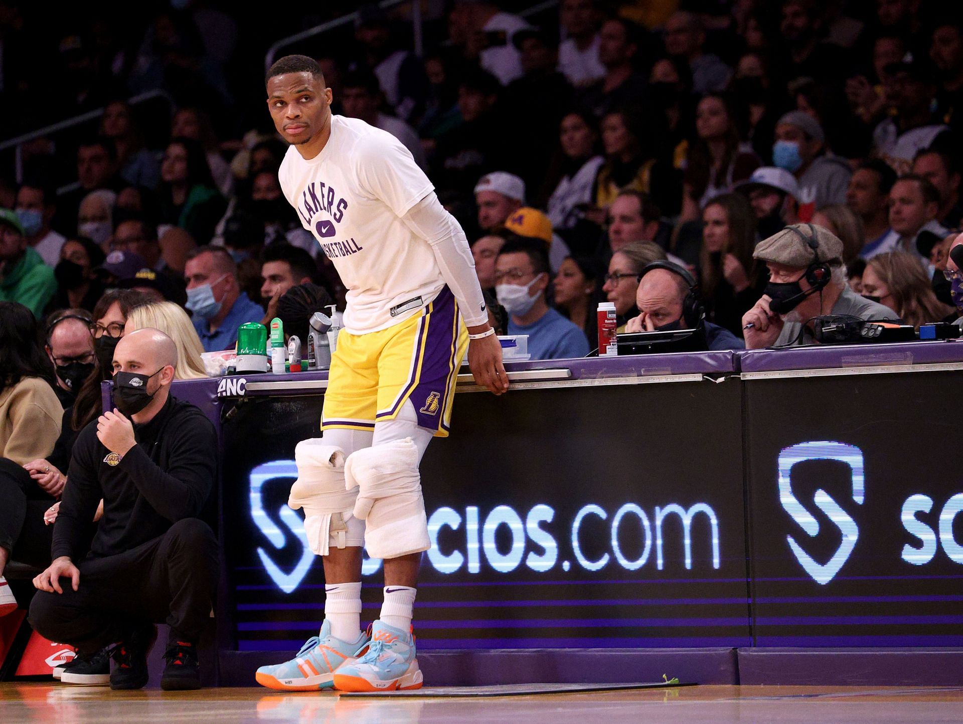 Russell Westbrook getting ready for the game against the Oklahoma City Thunder