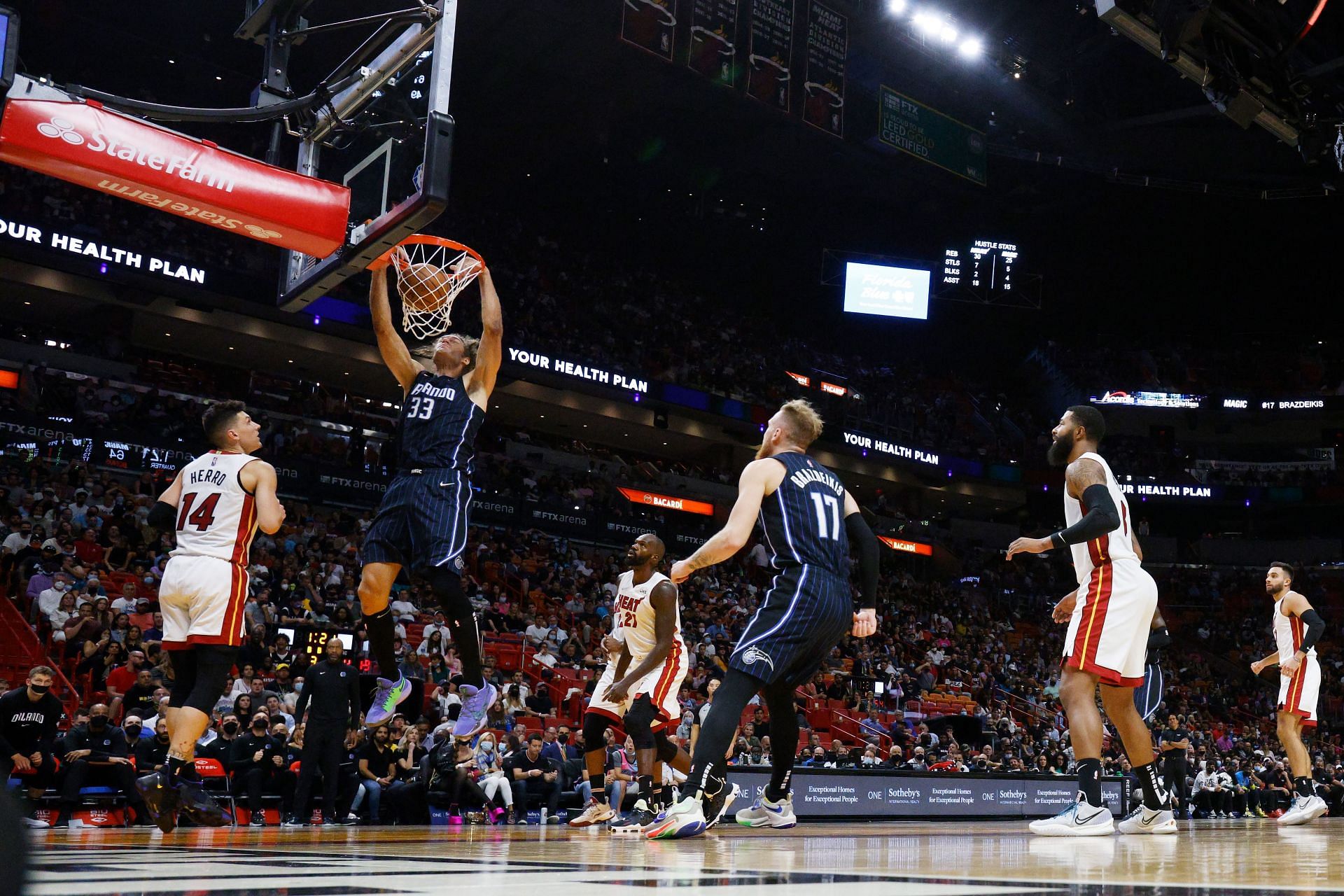 The Orlando Magic in action against the Miami Heat