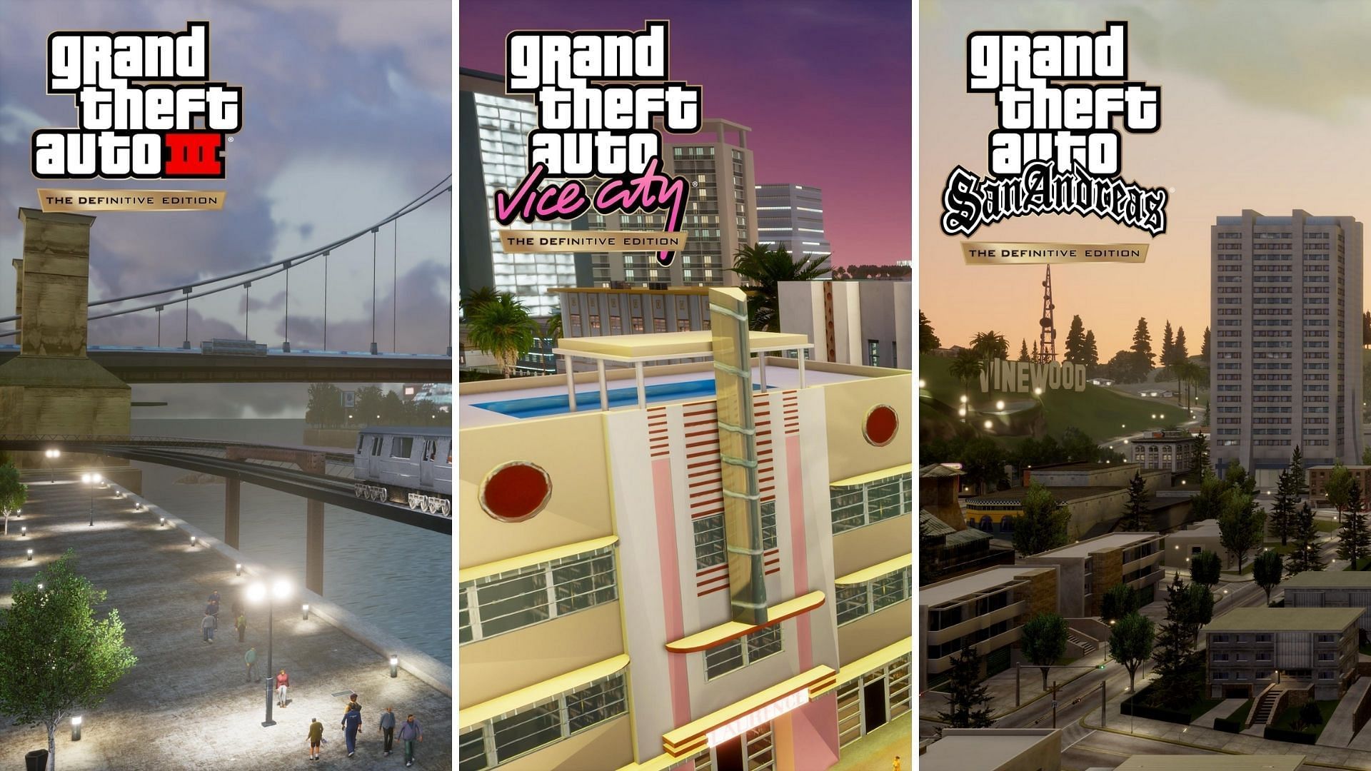 The titles featured in the GTA Trilogy Definitive Edition (Image via Sportskeeda)