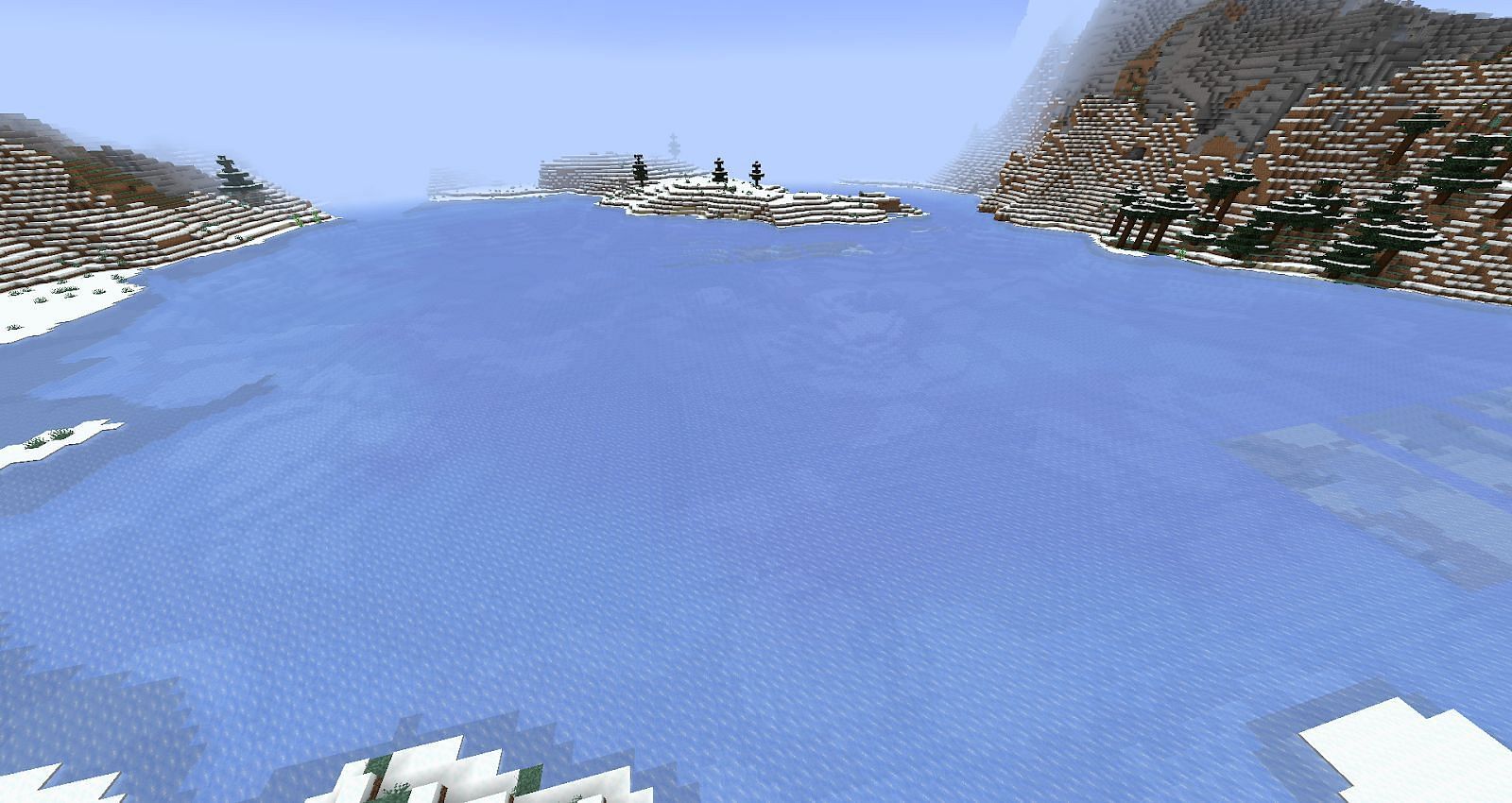 A frozen lake in Minecraft 1.18 (Image via u/Rienti on Reddit)