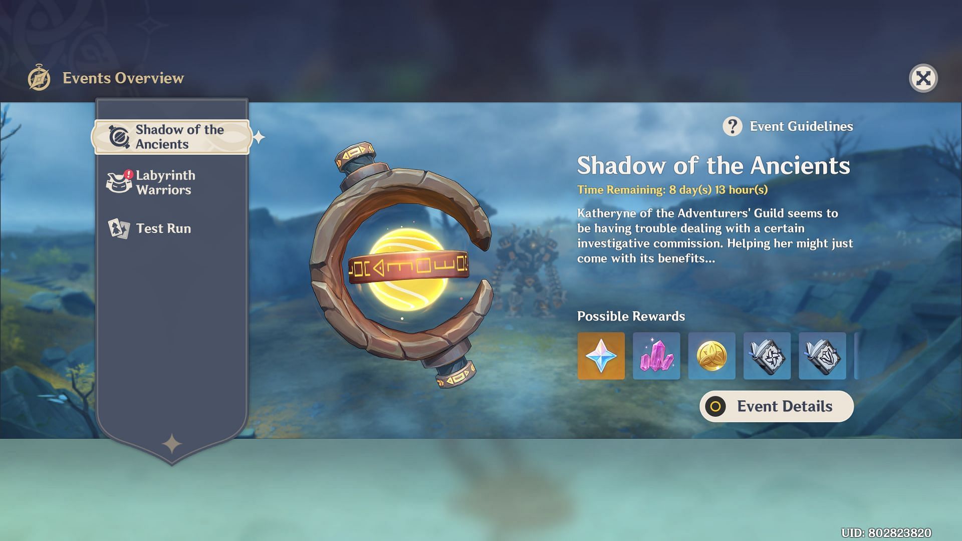 Shadow of the Ancients event page (Image via Genshin Impact)