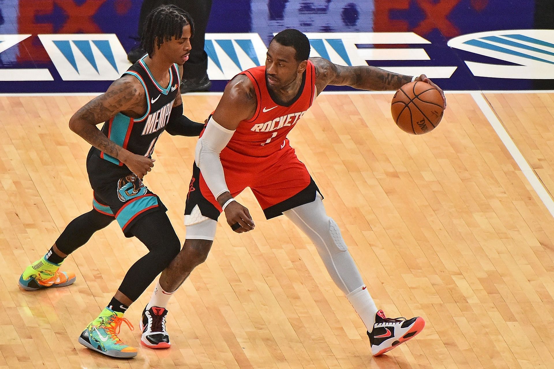 John Wall of the Houston Rockets and Ja Morant of the Memphis Grizzlies.