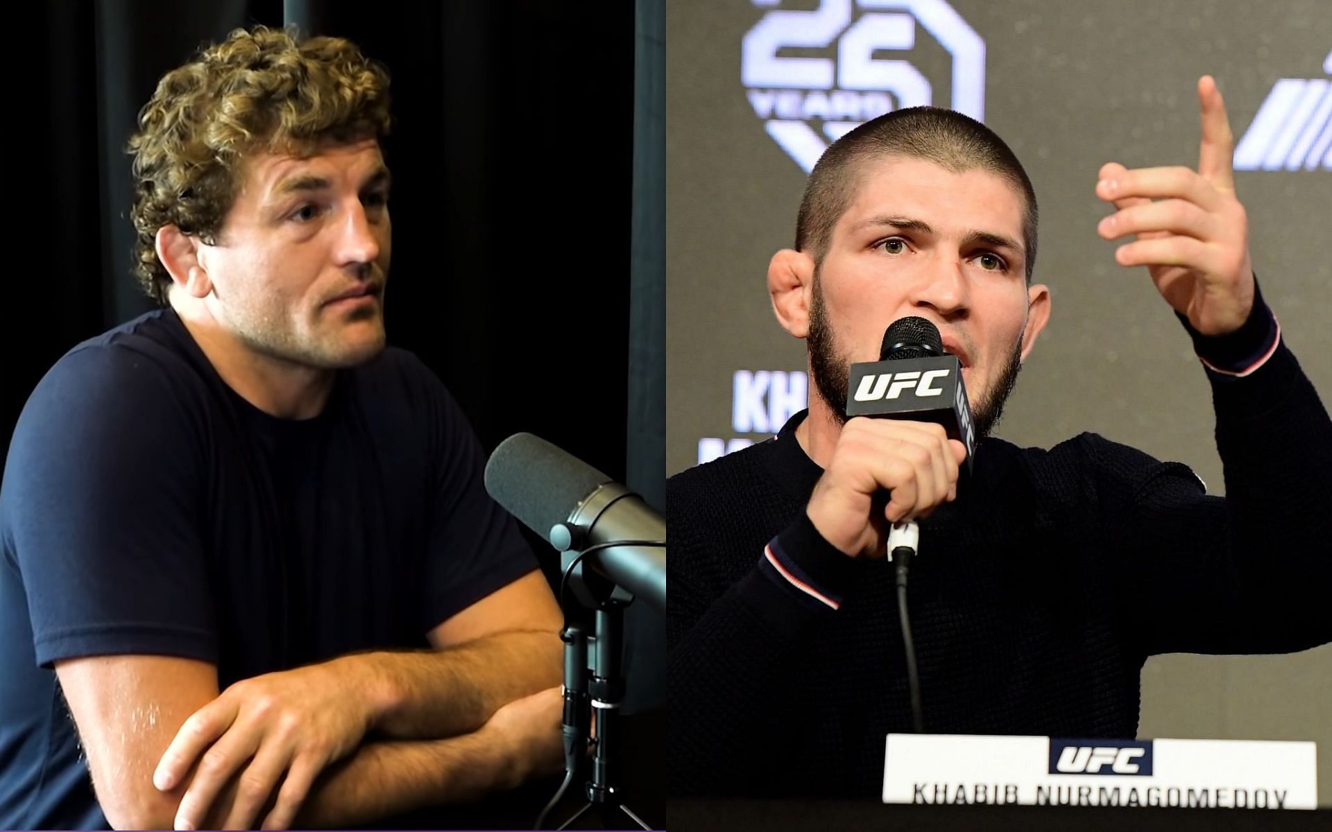 Ben Askren (left) via YouTube/LexClips; Khabib Nurmagomedov (right)