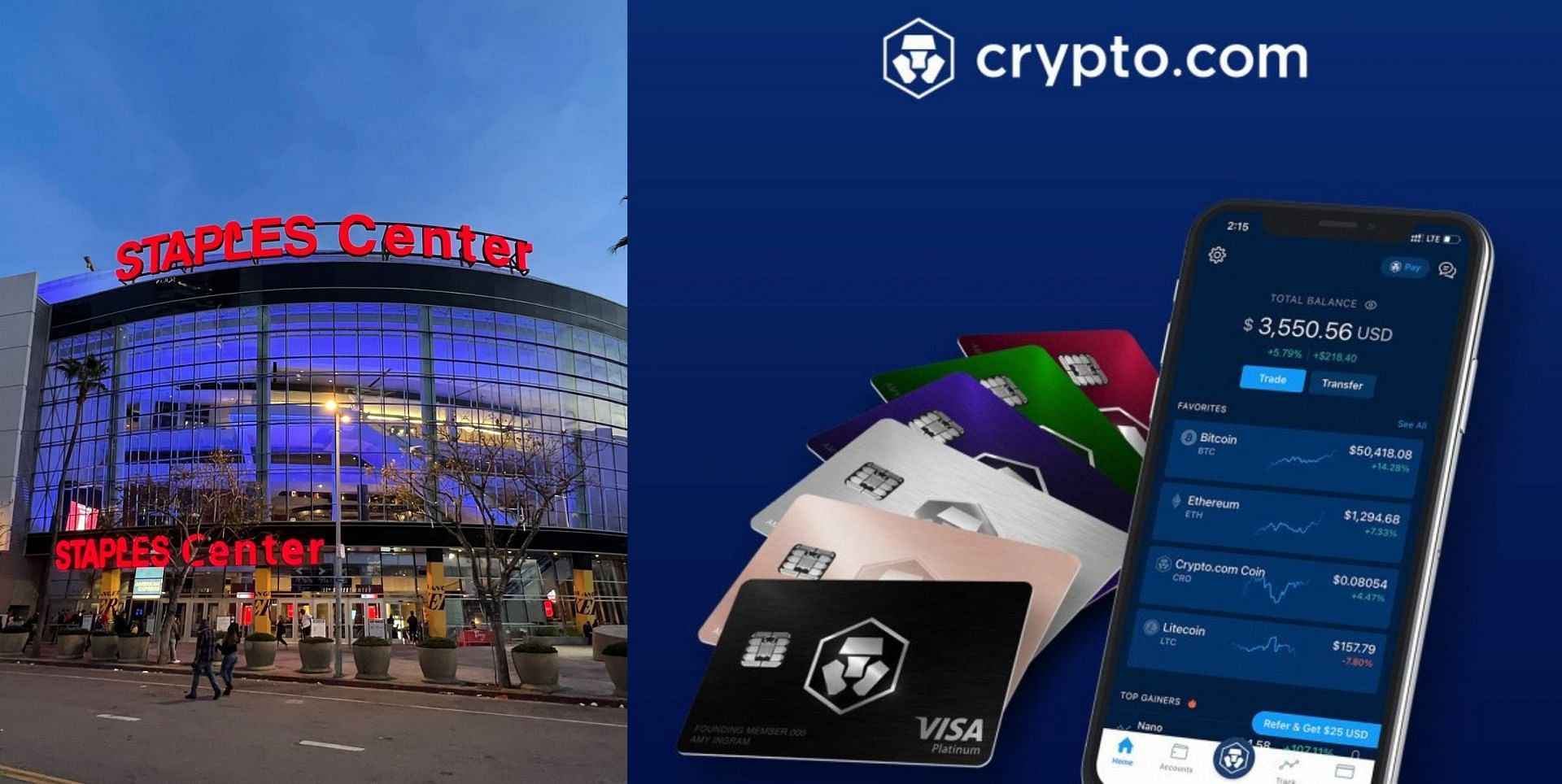 Staples Center to be renamed Crypto.com Arena (Image via Reuters/Kirby Lee-USA Today, and Crypto.com)