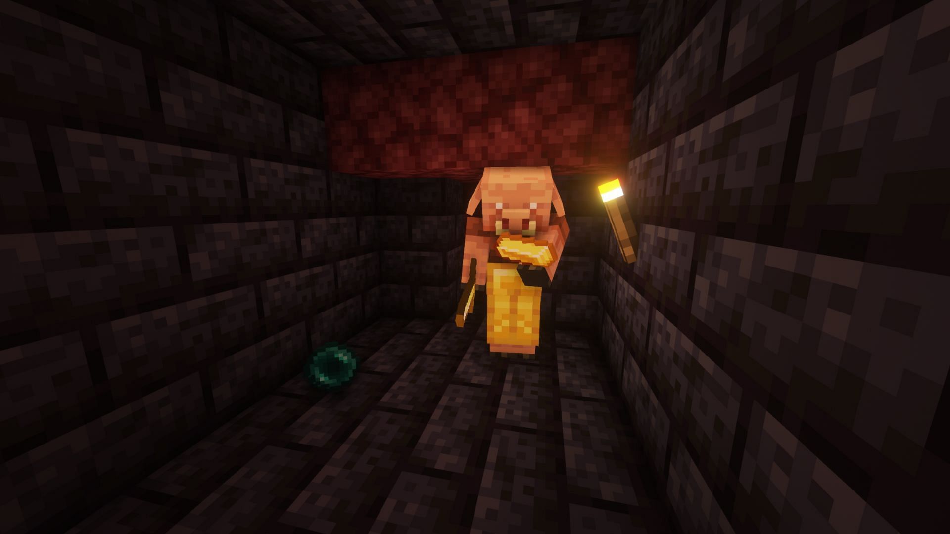 A piglin can give ender pearls in exchange of gold ingots (Image via Minecraft)