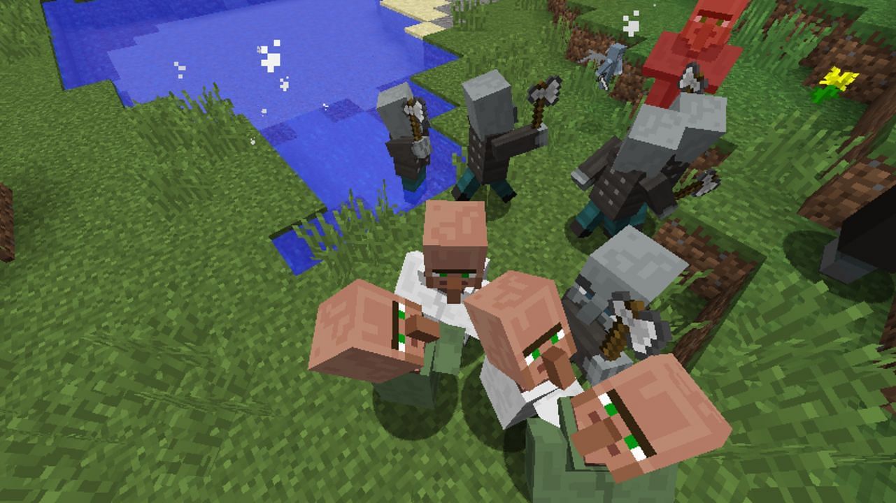 Armoring villagers makes killing them a significantly tougher job for hostile mobs in the Overworld (Image via Mojang)