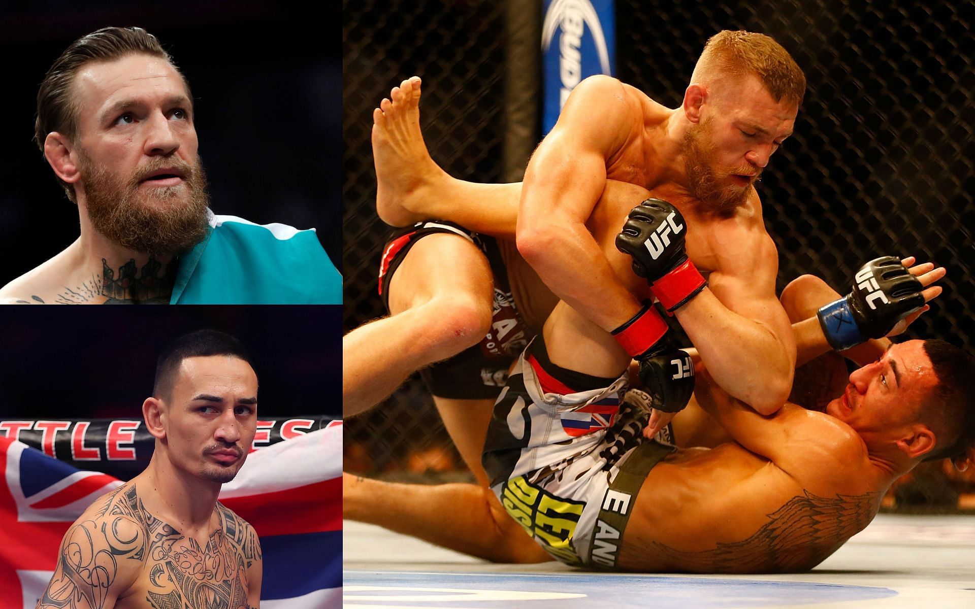 Max Holloway (bottom left) recollects off-camera interaction with Conor McGregor (top left) amid callouts