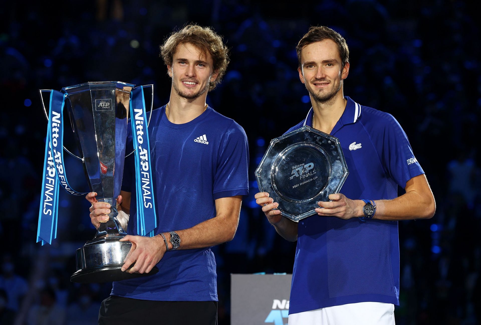 Alexander Zverev and Daniil Medvedev after the final of the 2021 Nitto ATP World Tour Finals