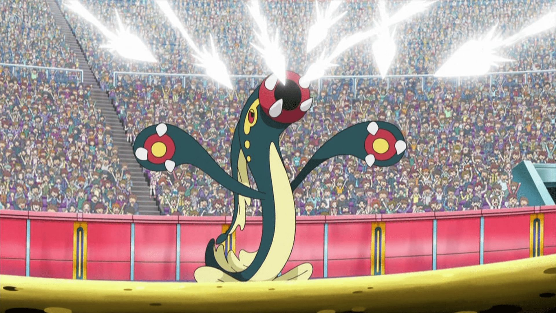 Eelektross as it appears in the anime (Image via The Pokemon Company)