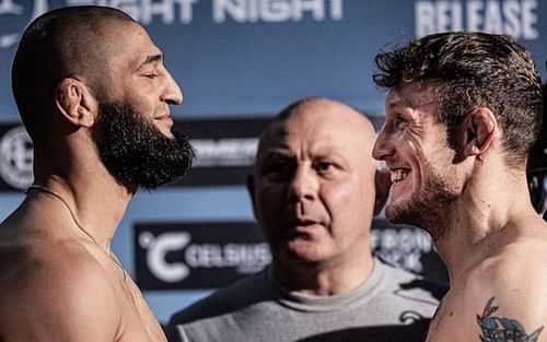 Khamzat Chimaev (left) & Jack Hermansson (right) [Image Credits- @Kordengkwelmma on Twitter]