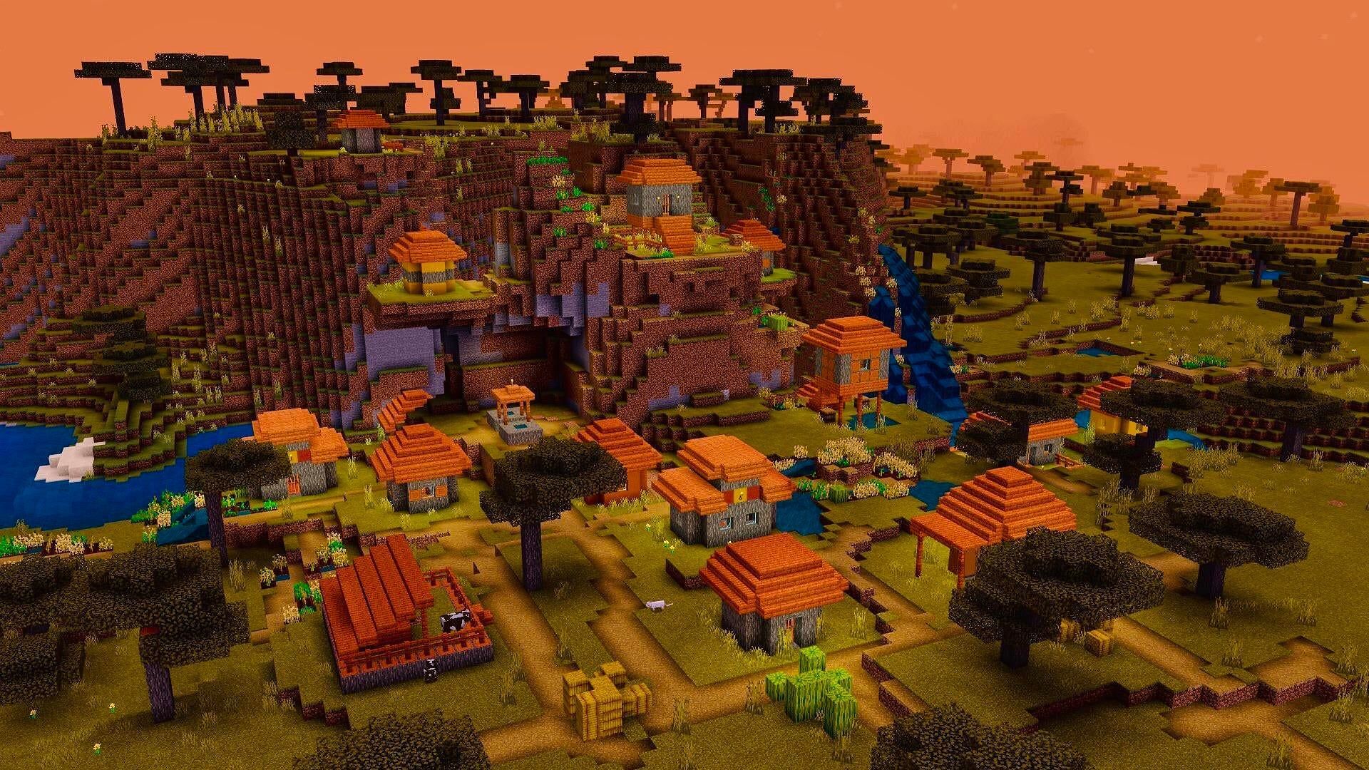 A Savanna Village (Image via Minecraft)