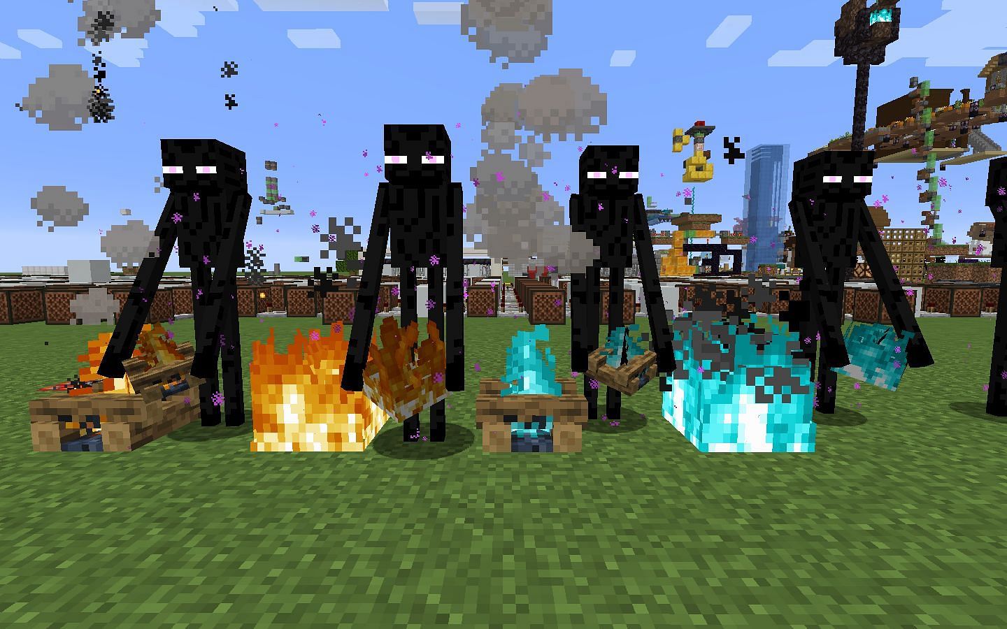 Endermen avoid fire (Image via Minecraft)