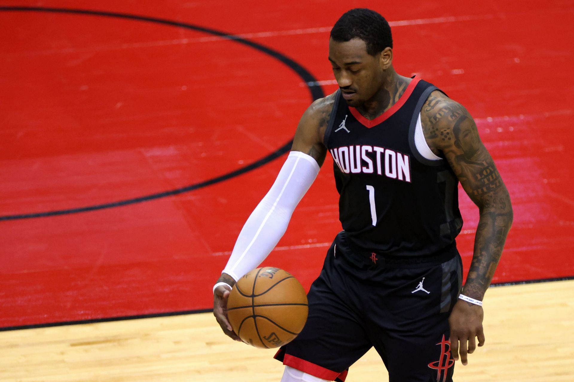 John Wall in action during A Miami Heat v Houston Rockets game in the 2020-21 season