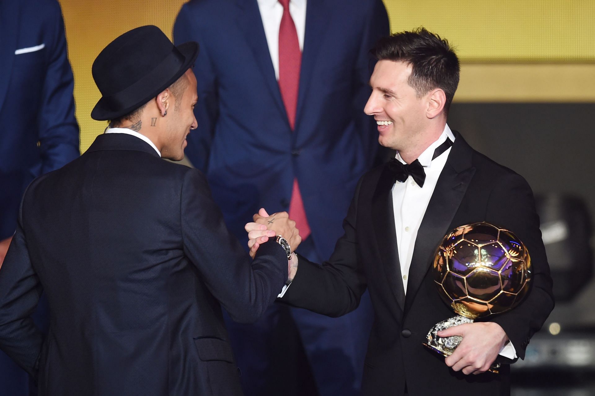 Neymar and Lionel Messi at FIFA Ballon d&#039;Or Gala in 2015 